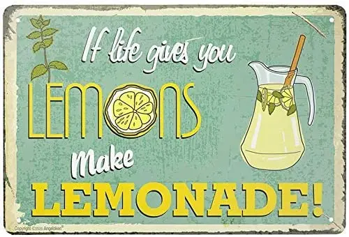 

Life Gives You Lemon Lemonade Metal Tin Sign Home Garage Bar Supplies Lightweight and Interesting Outdoor Decoration 12X8 inch