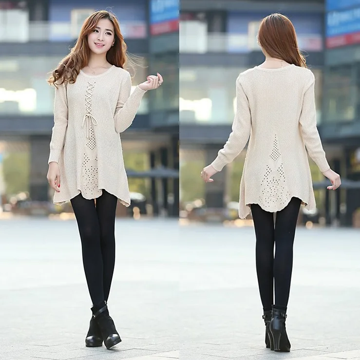 

women sweater dress of new fund 2014 autumn outfit paragraph cultivate in loose with long sleeve knit knitted