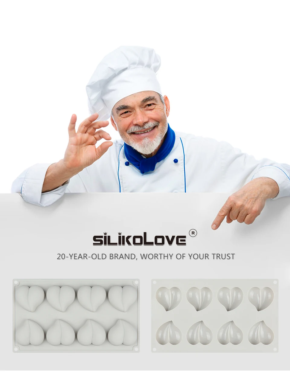 SILIKOLOVE 8 полости силиконовая форма-Сердце торт украшения инструменты для выпечки кекс трюфель Жаростойкие формы для духовки формы