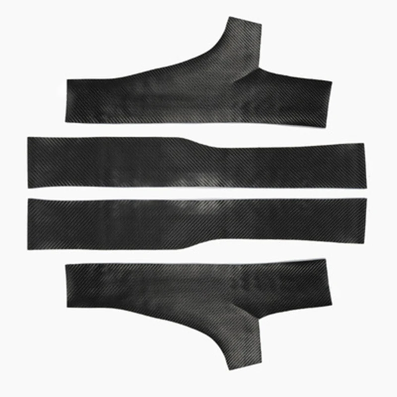 

4 Pcs Car Protector Stickers Door Threshold Scratch Pad Film Pattern Pedal Stickers for Model 3 Adhesive Black Leather