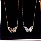 Ожерелье Huitan с кулоном в виде нежной бабочки с блестящим кубическим цирконием для романтической свадебной вечеринки женские аксессуары для шеи подарок новые модные ювелирные изделия