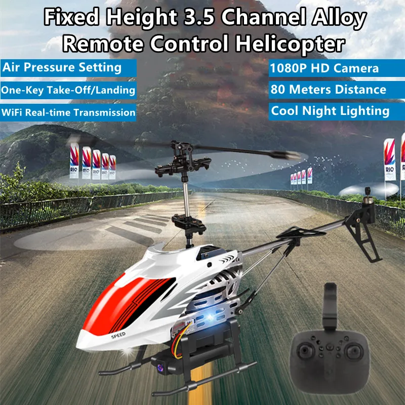 

Intelligent Air Pressure Fixed Height WIFI FPV Remote Control Helicopter 3.5CH 1080P HD Camera Alloy Skeleton RC Helicopter Toy