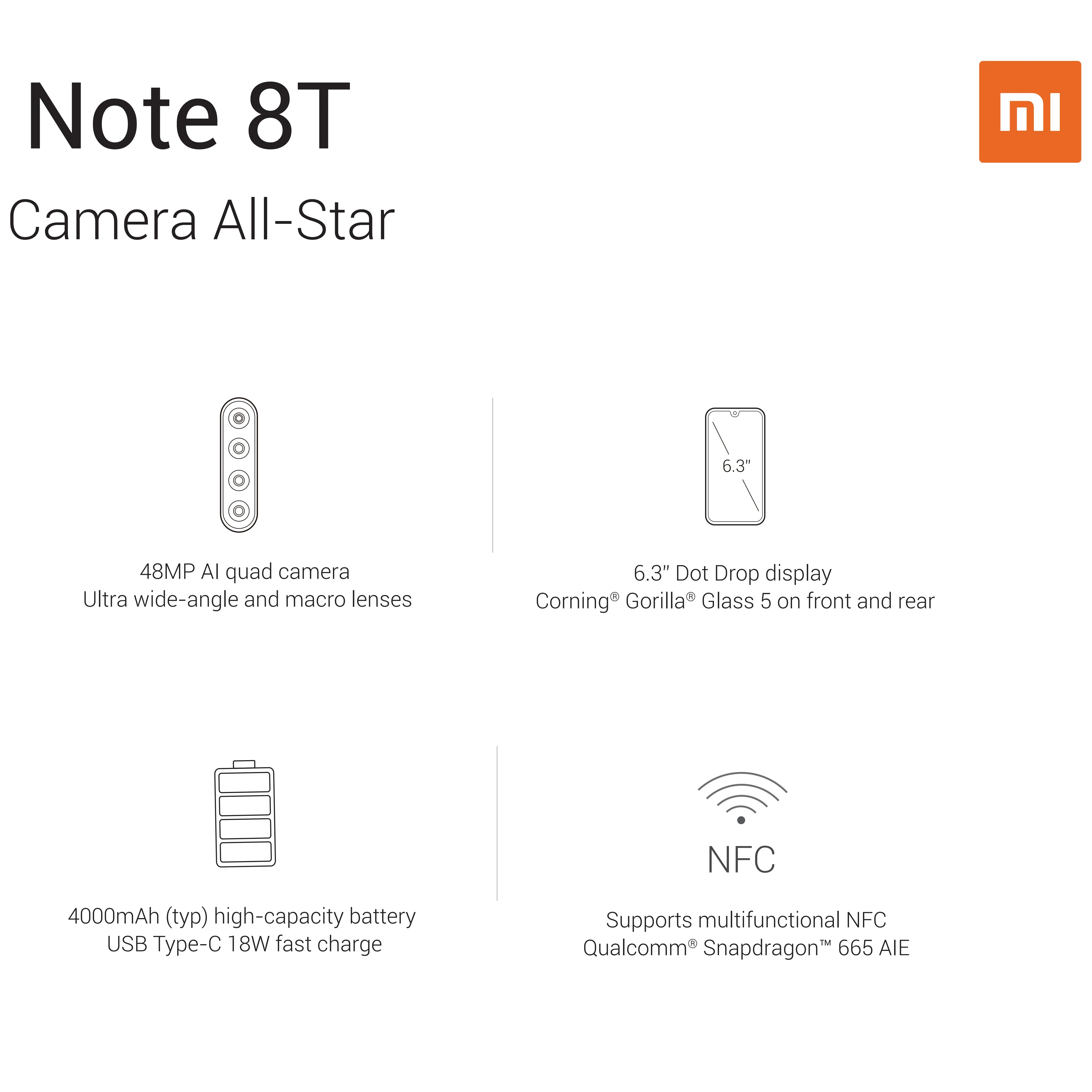 Глобальная версия Redmi Note 8 4G 128G （Note new Series）Смартфон NFC 18 Вт Быстрая зарядка 48мп