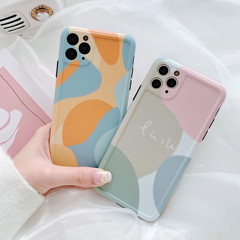 Защитный художественный цветной чехол LOVECOM для камеры iPhone 11 Pro Max XR XS 7 8 Plus X мягкий