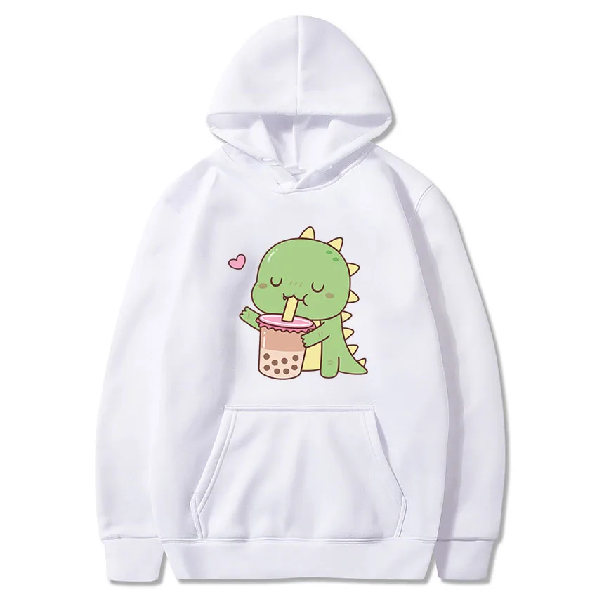 

Pure Cotton Bubble Kawaii Dinosaur Print Hoodies 2021 Woman Man Autumn Hooded Clothes Pullover Female Hip Hop Casual Streetwear