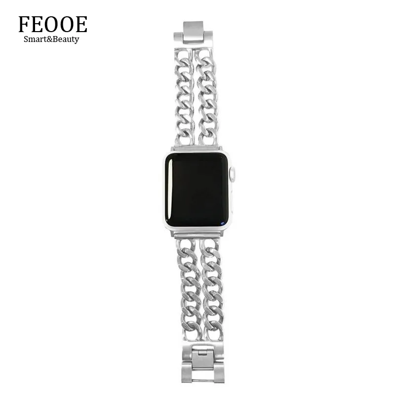 

FEOOE Suitable for Iwatch Apple 1/2/3/4 Strap, New Bracelet Style Steel Strap, Men's and Women's Jewelry Buckle Strap LXY
