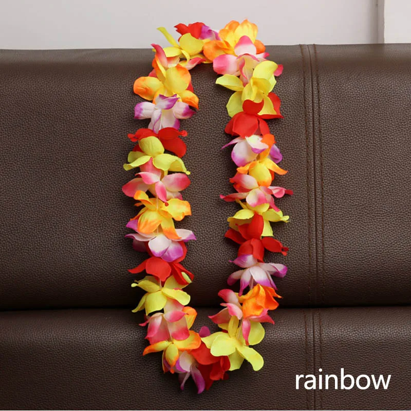 rainbow 1 шт. гирлянда на шею пляжное украшение искусственные DIY вечерние аксессуары нарядное платье Вечерние Инструменты 100 см Гавайские пляжные Забавные Цветы - Цвет: rainbow
