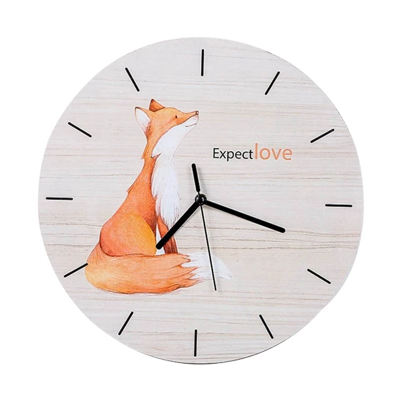 

Fashion Fox Wall Clocks Living Room Bedroom Hanging Table Silent Quartz Mute Children Room Cartoon Wall Clock Home Decor