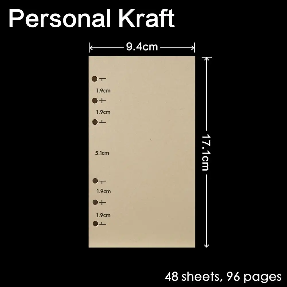Personal A6 Kraft Высокое качество, записная книжка с кольцом A5, A6, A7, вставные заправки, 6 отверстий, вкладыш, дневник на спирали, планировщик, внутреннее ядро, 100 г, бумага - Цвет: Personal A6 Kraft