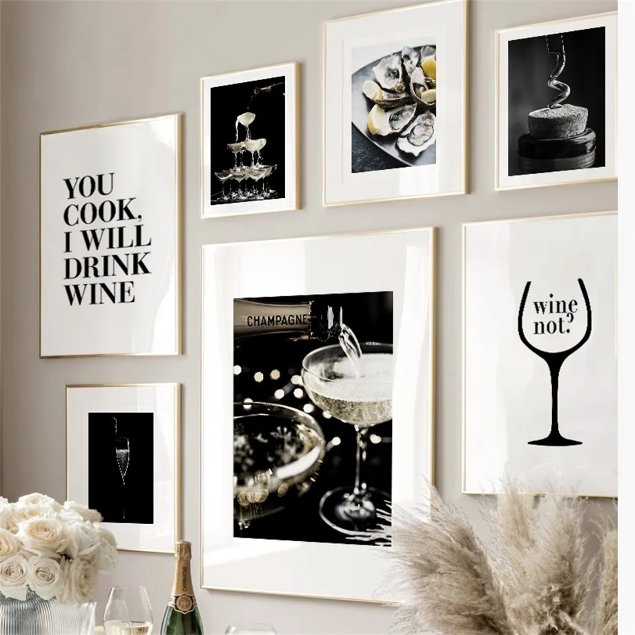 

Wall Art Canvas Painting French Champagne Wine Oyster Gourmet Nordic Posters And Prints Wall Pictures For Living Room Club Bar