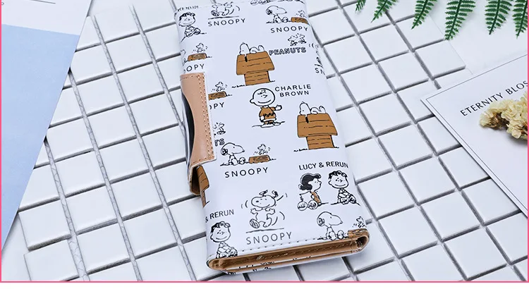 Импортные товары бумажник с изображением персонажей из мультфильма Snoopy BOY'S and GIRL'S Длинный кошелек мультфильм красивый мультяшный кошелек