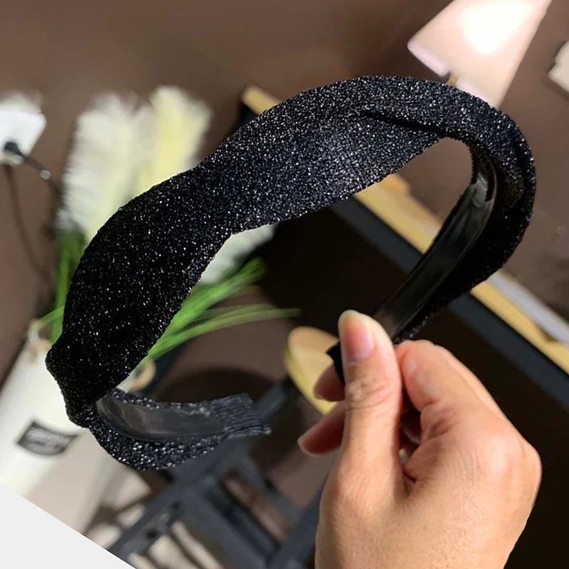Leveo Twist Hairband для женщин Глянцевая s-образная головная повязка для волос ободок для девочек Новые плетеные головные повязки обруч для волос аксессуары - Цвет: Shiny Black