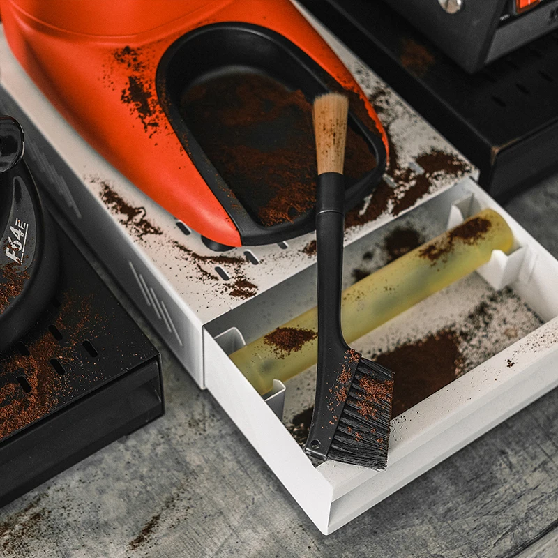 Cepillo de caf&eacute; de doble cabeza, molinillo de caf&eacute;, cepillo de limpieza de m&aacute;quina, mango de madera, cerdas naturales, cepillo de Espresso para polvo de madera, 1 ud.-1
