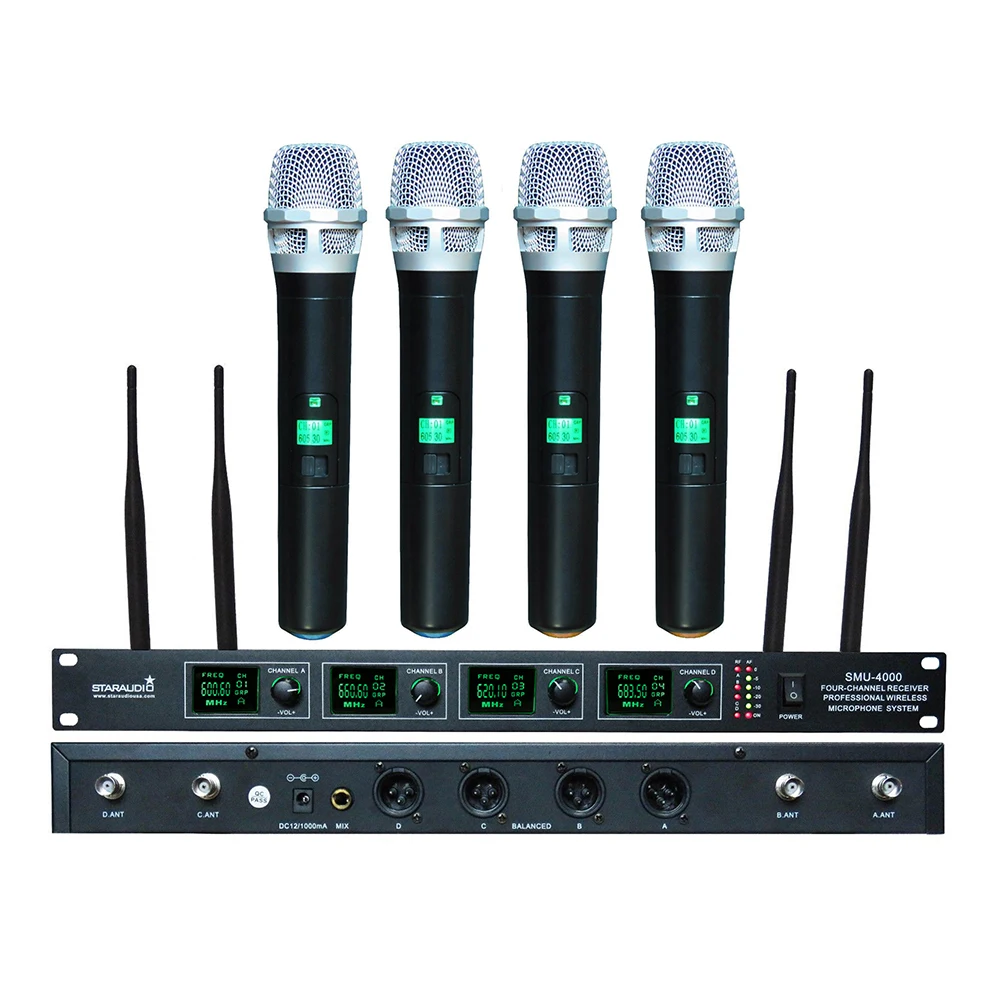 Миксер STARAUDIO Pro 4 канала с питанием от сети PA DJ усилитель звука 4CH UHF Ручной