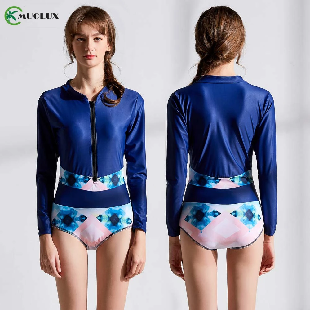 2019 сексуальный бикини с принтом на молнии плюс размер купальник длинным рукавом