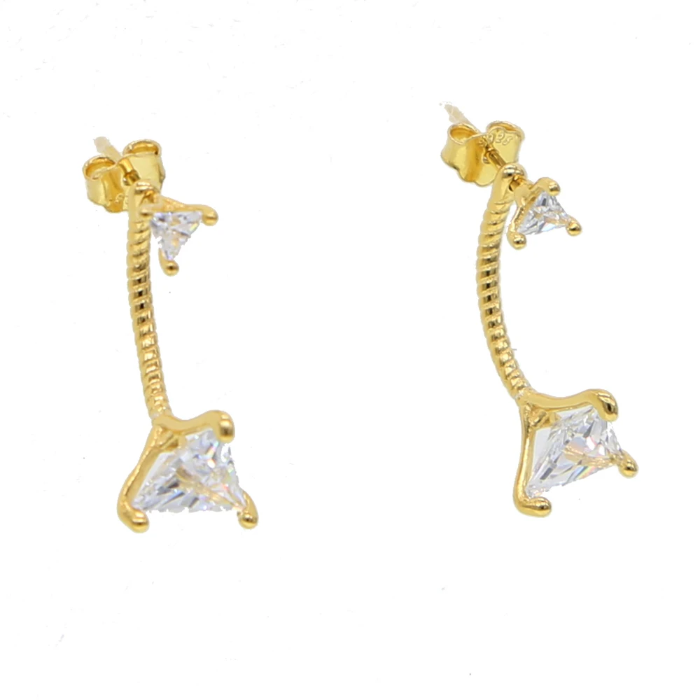 925 пробы серебро золото заполненные из циркония в форме треугольника Куба