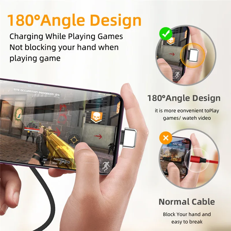 Новый нейлоновый Micro-кабель 180 градусов зарядный кабель Micro USB шнур для iphone и Android