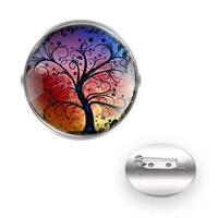 new arrival tree of life brooches collar pin glass convex dome charm fashion decoration accessories gift