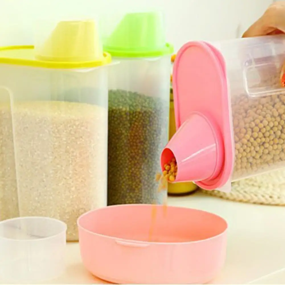 

2.5L Large Capacity Kitchen Airtight Dry Food Cereal Storage Box Seal Pot Can