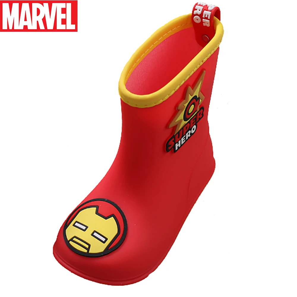 Marvel Children's Cartoon Rain Boots For Boys Cute Iron Man Captain America Print Middle Boot Kids Antislip Light Casual Shoes