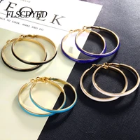 flscdyed dropping oil fashion hoop earrings for women geometirc gold metal circle earrings brincos 2021 trend jewelry gift eh021