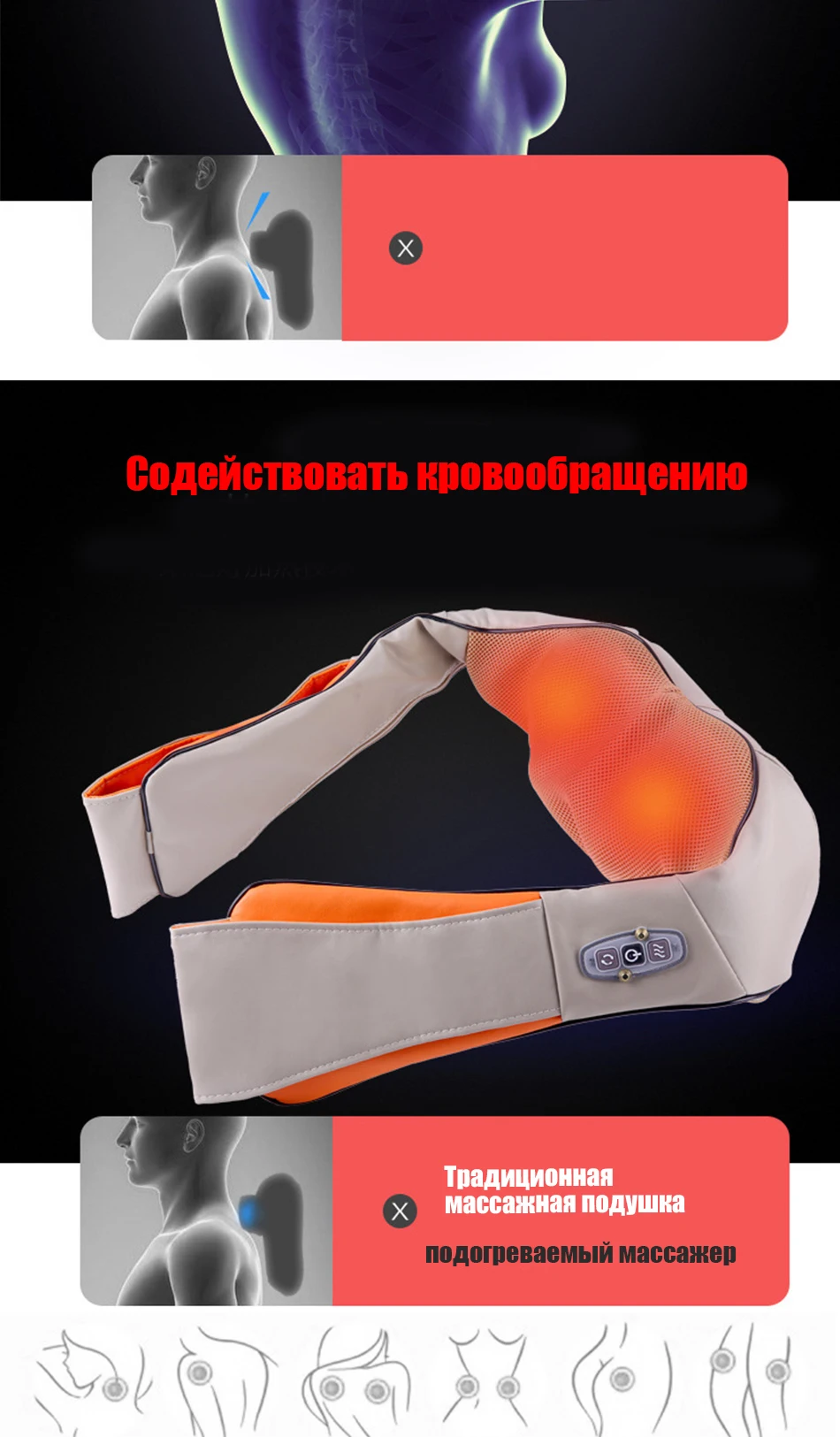 С коробкой) Beurha U образный Электрический шиацу назад шеи плеча тела массажер инфракрасный Подогрев разминания автомобиля/дома Massagem