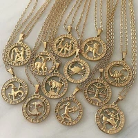 vintage 12 constellations necklaces for women zodiac symbol pendant choker gold color chains necklace fine jewelry birthday gift