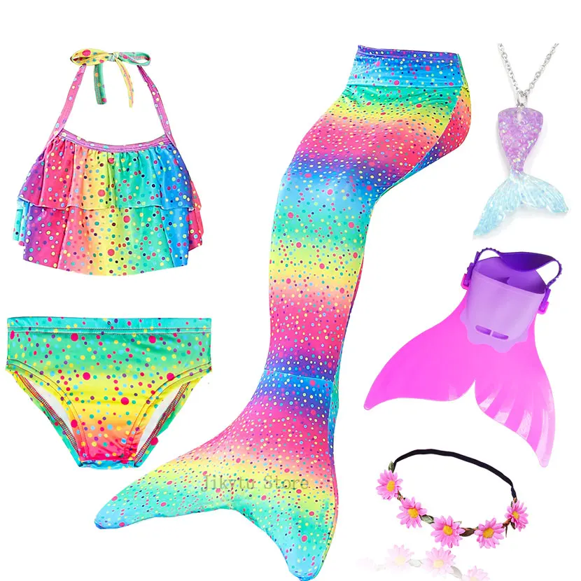 Kids Swimming Mermaid Tail Bikini Set can add with Monofin Flipper Ariel Costumes Cosplay Swimsuit Bathing Suit for Girls - Цвет: Package 2