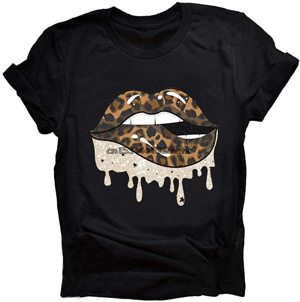 Модная футболка унисекс с рисунком красных губ леопарда языка животных гепарда