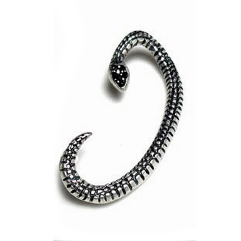 

Крупные винтажные металлические серьги-змеи в стиле панк, серьги-каффы в виде змеи для женщин, серьги-клипсы в форме змеи, ювелирные изделия