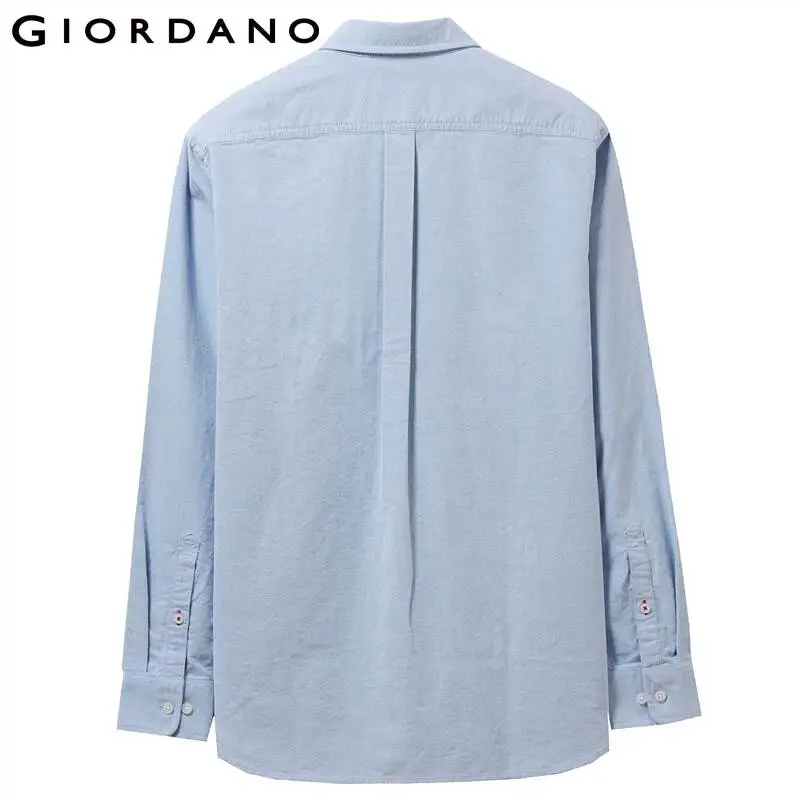 Giordano мужская приталенная рубашка slim fit,из натурального хлопка, с длинными рукавами
