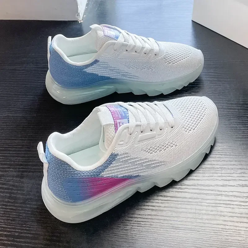 

Color matching gradient women's shoes four seasons running shoes flying woven shoes neon sneakers