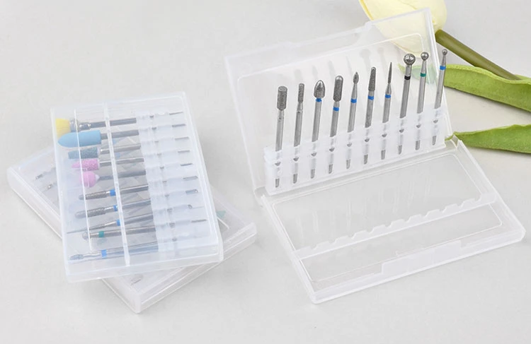 10 шт./компл. Diamond Керамика роторная дрель для ногтей кисть 3/32 фрезерный станок электрическое устройство машина с аксессуарами для маникюра и педикюра, фрезер шлифовальная инструменты