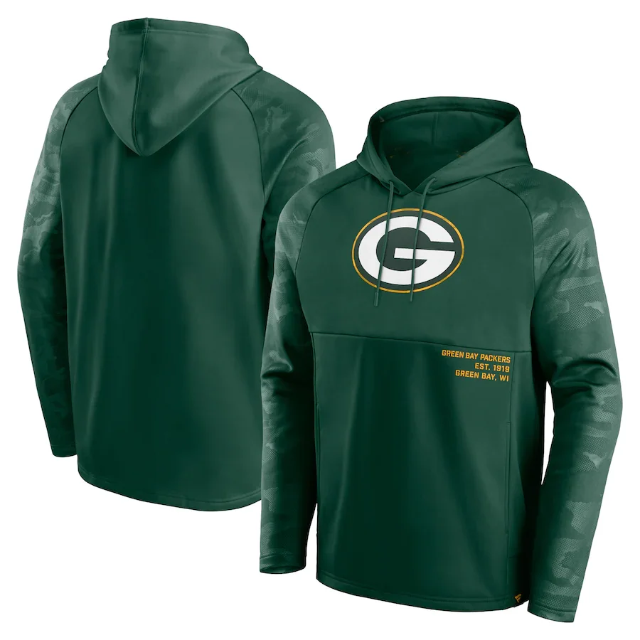 

Green Bay Men Hoodies Packers sweatshirts Fanatics Branded Shade Defender Raglan Pullover mens Hoodie clothing