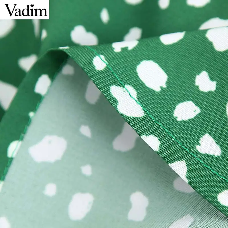 Женское элегантное платье vadim зеленое миди с принтом длинные рукава отложной