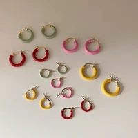 u magical retor circle multicolor enamel hoop earring for women metallic femme minimalist summer hollow party earring jewelry
