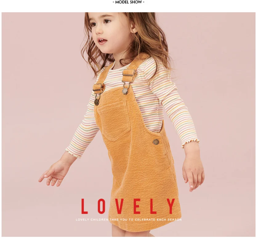 Little maven/брендовая одежда для детей; коллекция года; осенняя одежда для маленьких девочек; хлопковый сарафан с карманами; платья без рукавов для девочек