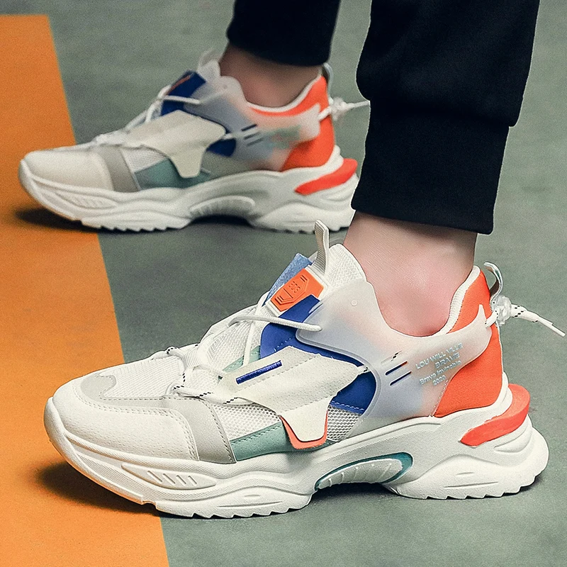 

2020 Autumn Mens Fashion Sneakers White Casual Shoes for Men Mesh Breathable Sports Tenis Zapatillas Hombre