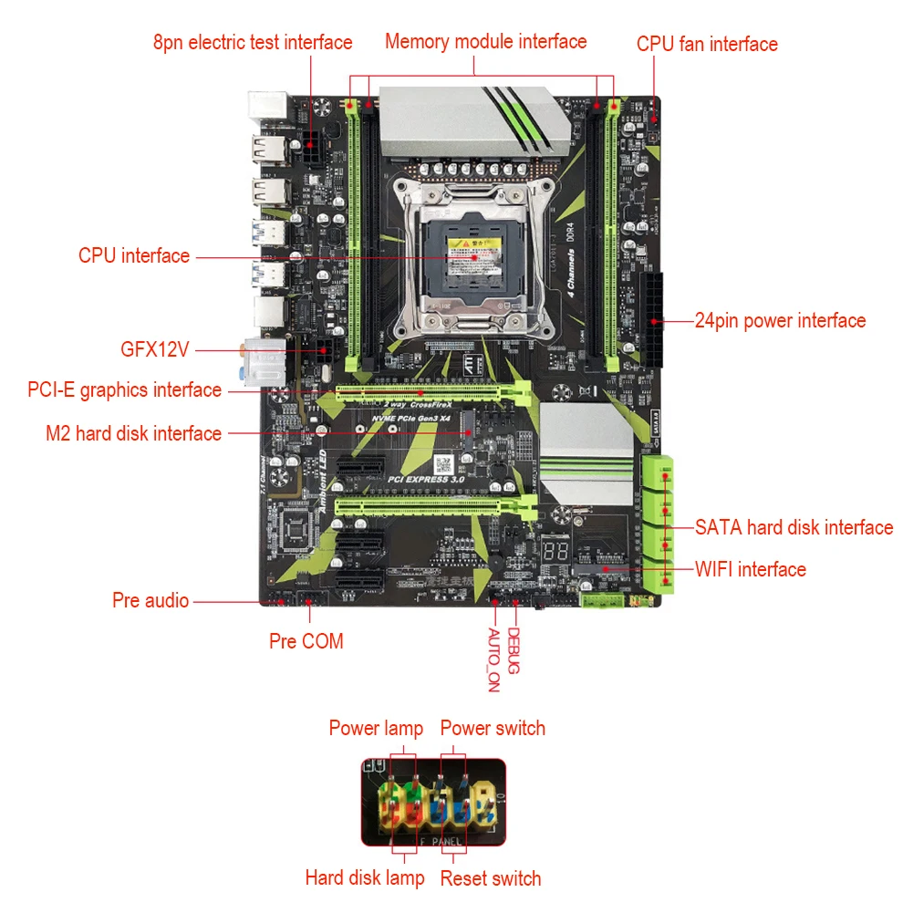X99 LGA 2011-V3 материнская плата REG ECC SATA 3 0 с M.2 SSD четырехканальная Память DDR4 64G 2011 LGA2011-3