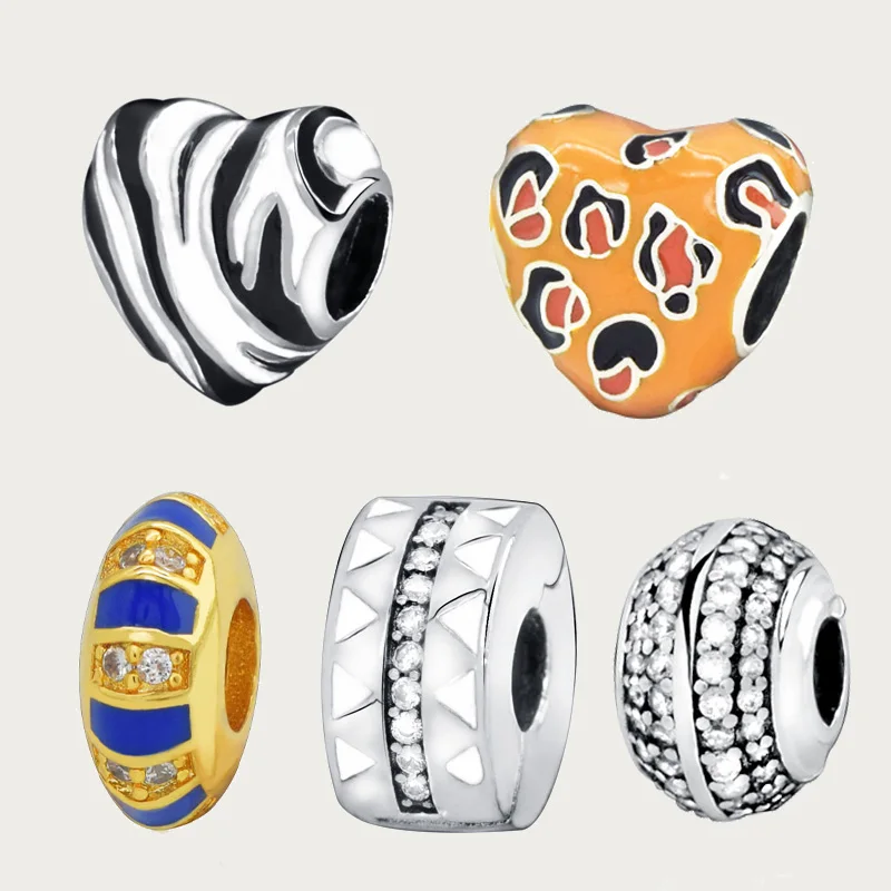 

New Arrival 925 Sterling Silver Beads Sparkling Pavé Heart Charms fit Original pandora Bracelets Women DIY Jewelry