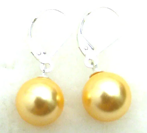 

Qingmos Fashion 10mm Round Champagne Sea Shell Pearl Earring for Woman with Leverback Dangle Earrings Jewelry New Earrings
