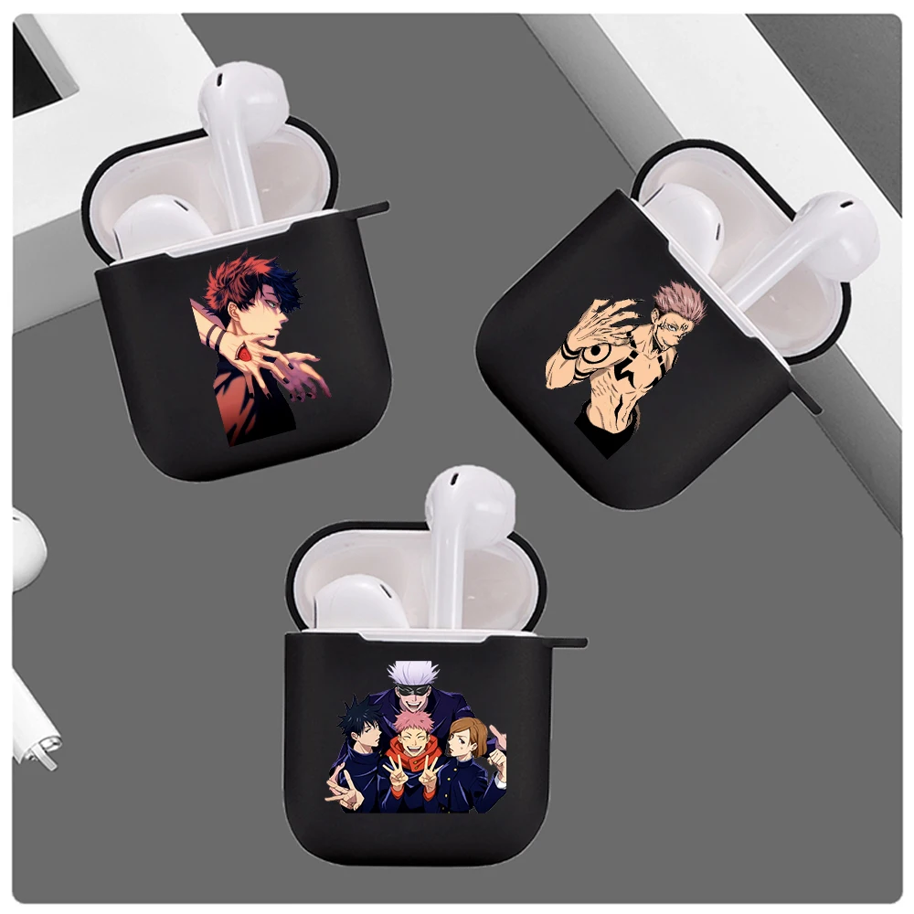 

New Anime Jujutsu Kaisen Satoru Gojo Comics Black Soft Airpod Case For Apple Airpods 2 1 Cover Wireless bluetooth Earphone Coque