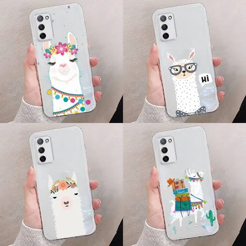 

Kawaii Cute Llama Alpaca Phone Case Transparent For oppo RENO A 1 2 3 4 5 7 8 Z 2Z SE ACE PRO moible bag