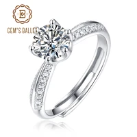 gems ballet moissanite ring for women wedding 6 prong round 1 0ct d color 925 sterling silver engagement adjustable rings
