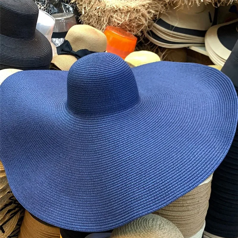 

MCLAOSI Wide Brim Oversized Beach Hats For Women 25CM Large Straw Hat UV Protection Foldable Sun Shade Hat Summer Hats for Women