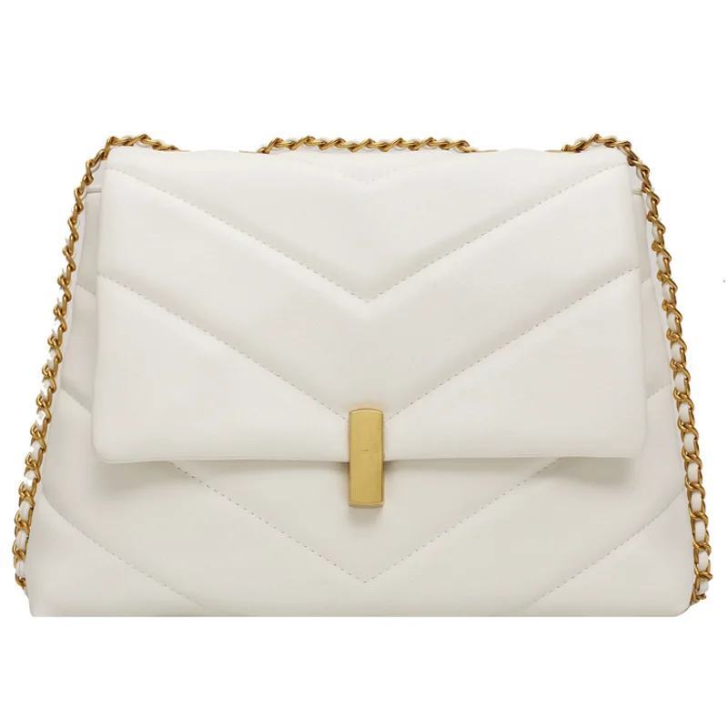 

Quilted Chain Small PU Leather Crossbody Bags for Women 2022 Trending Shoulder Handbags Women's Branded Fashion Trend Long Belt