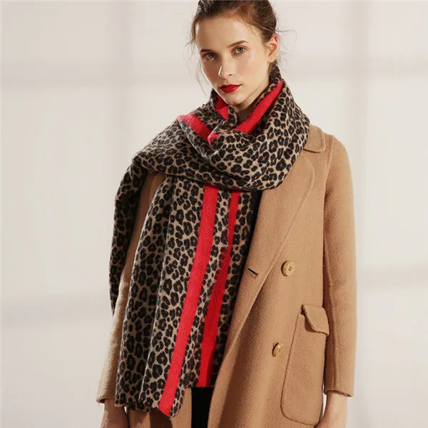 Зимний модный тигровый полосатый Женский шарф с животными шаль с леопардовым рисунком из искусственного кашемира зимнее пончо Женская шерстяная накидка - Цвет: leopard
