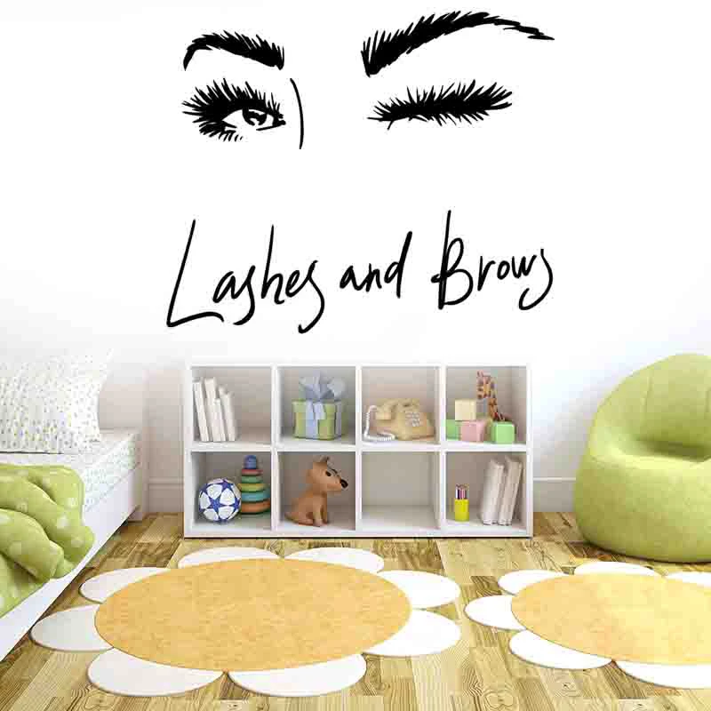 Наклейка на стену красивые очаровательные глаза ресницы подмигивание Декор