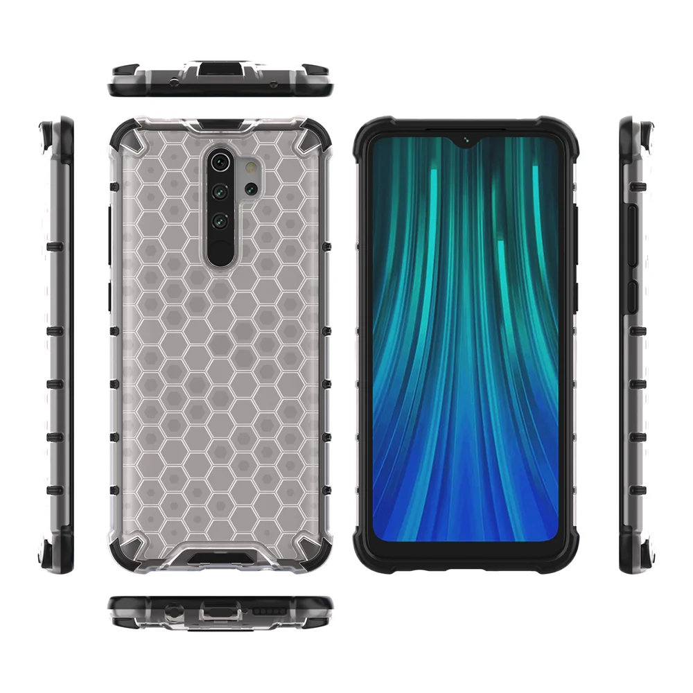 Сотовый из гибридного материала на основе ТПУ и ПК Броня чехол на Etui Xiaomi Redmi Note 8 Pro противоударный жесткий чехол для телефона прозрачный чехол Xiaomi Redmi Note 8