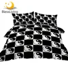 BlessLiving Tai Chi Bedding Set Chess Board Duvet Cover Black White Squares Quilt Cover Yin Yang Symbol Bed Set parrure de lit 1